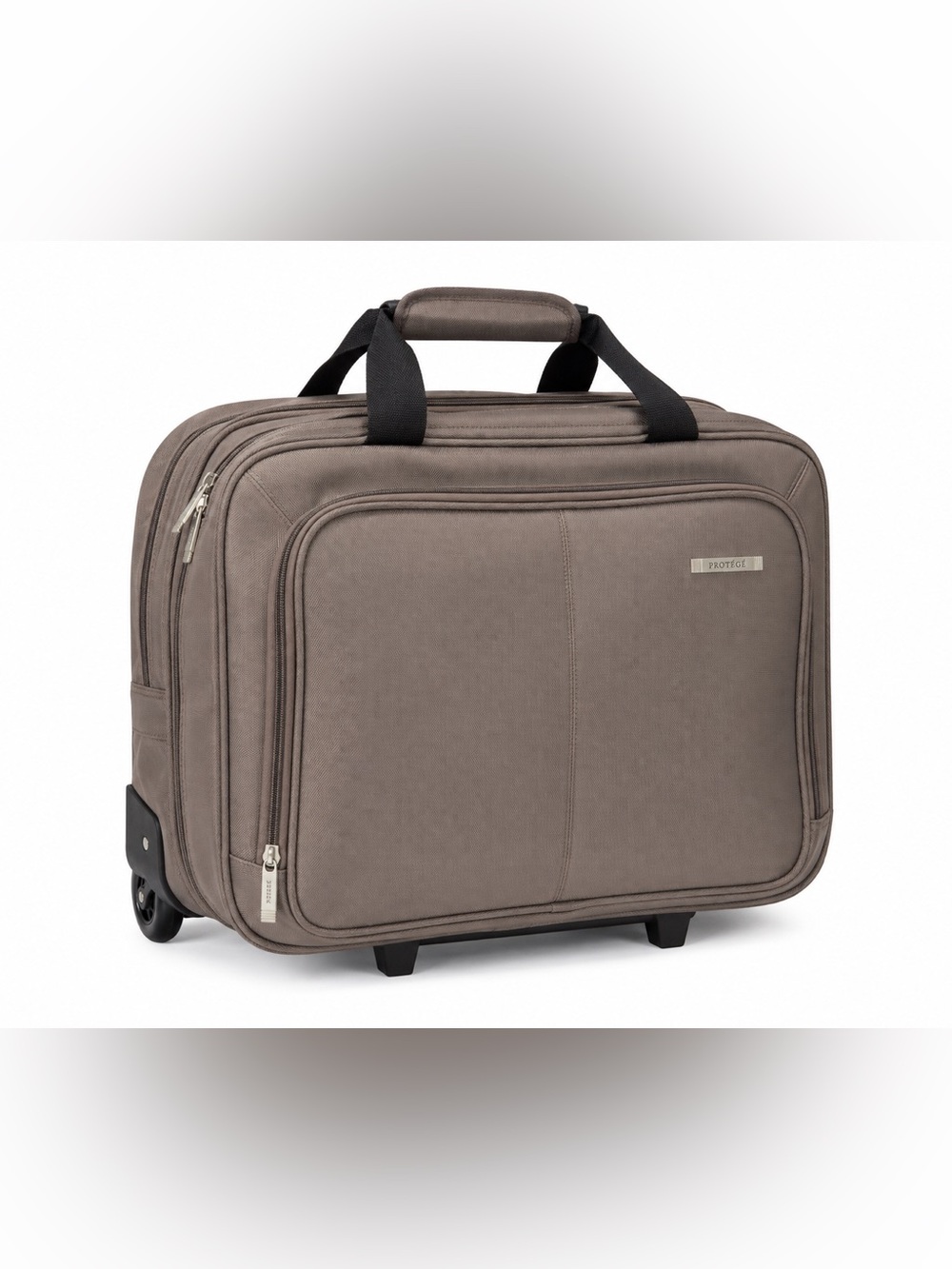 Professional Taupe Laptop Briefcase with Wheels - Men Bags